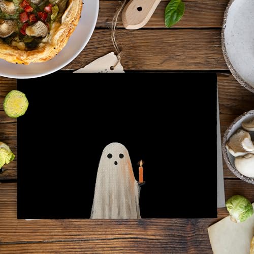 Black Ghost Halloween Kitchen Towels & Dishcloths Set of 2 - Fall Home Decor