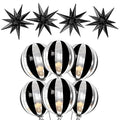 Large Black and Silver Foil Balloons Set - 22 Inch & 20 Inch Starburst Pack of 56