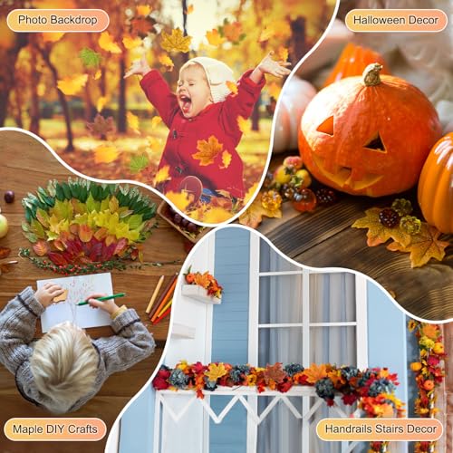 Artificial Maple Leaves Faux Fall Leaves for Thanksgiving and Wedding Decor - Black, 100 Pack