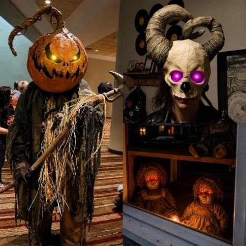 2 Pack RGB Glowing LED Eyes with Remote Timer for Halloween Skeletons & Decorations