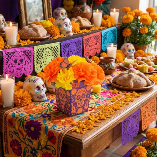 Day of the Dead Fiesta Centerpiece Set - Sugar Skull & Marigold Decor