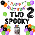 Halloween 2nd Birthday Party Decorations Set with Banner, Balloons & Spooky Cake Toppers