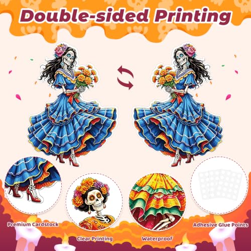 10Pcs Large Day of The Dead Skeleton Decorations Set - Halloween Altars & Parties