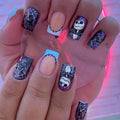 Halloween Press On Nails Medium Square with Spider Web Design - Style1, 24Pcs