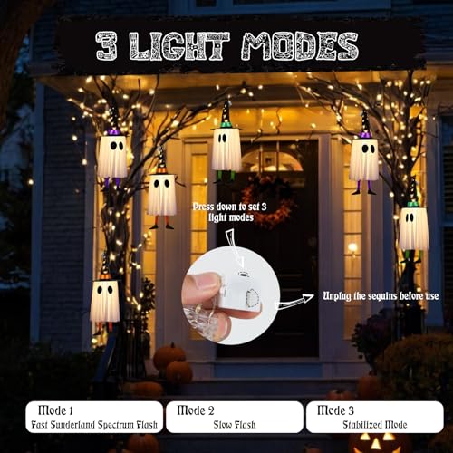 Halloween Hanging Spirit Lights Set of 3 with Cone Caps & Dynamic Effects