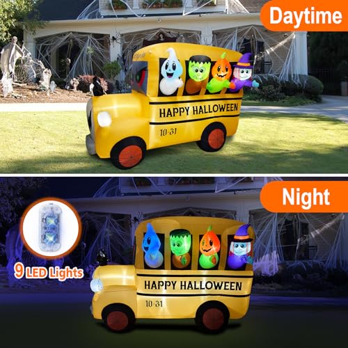 Halloween Inflatable Car Decoration Ghost Frankenstein Pumpkin Monster Witches - 8.1FT Outdoor Blow-up Scene with LEDs