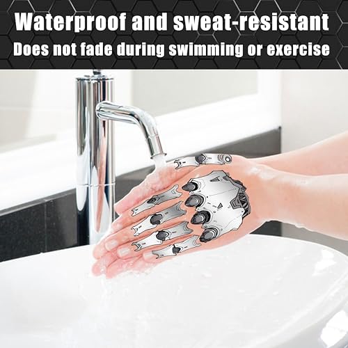 Mechanical Skeleton Face Tattoos - Waterproof Halloween Temporary Stickers for Party & Cosplay