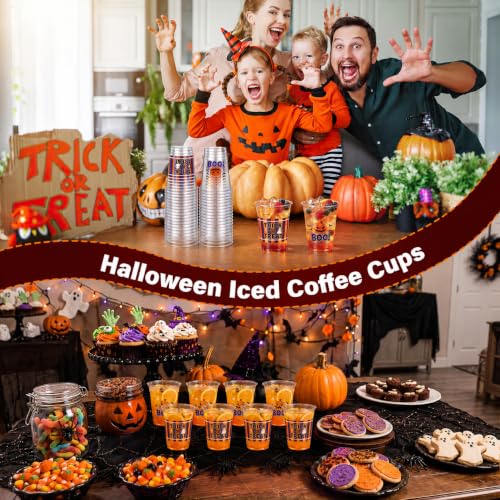 Halloween Disposable Plastic Cups 50 Count - Clear 12 OZ Party Drinkware - Pumpkin & Ghost Designs