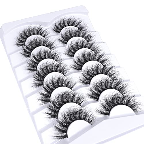 False Eyelashes 8D Fluffy Wispy Faux Mink Cat Eye Lashes 7 Pairs - B08(13-18mm)