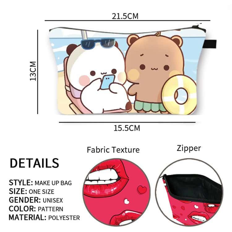 Yiakikio Cosmetic Bag Makeup bags for women,Small makeup pouch Travel bags for toiletries waterproof Bubu Dudu bears Pattern (34)