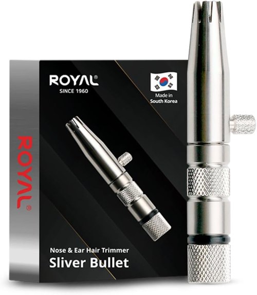 Royal Premium Manual Nose Hair Trimmer for Men - Battery-Free Stainless Steel Rotary Blade, Waterproof & Safe ET-3