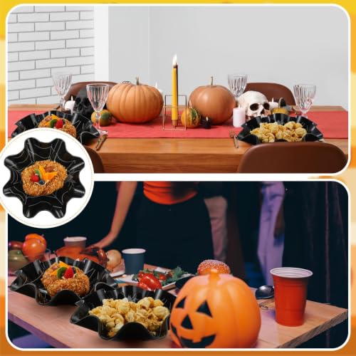 Halloween Spider Web Plastic Bowl - Reusable 8 Inch Serving Dish for Candy Snacks