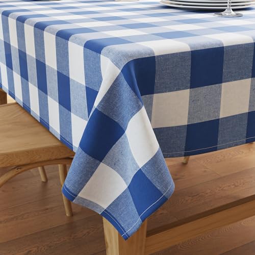Rectangular Dining Table Cover 56x72 in Buffalo Blue Checks Recycled Cotton