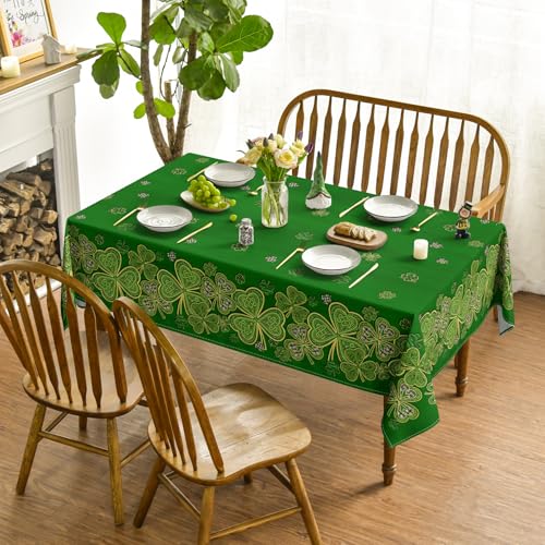 Green Rectangular Tablecloth 60 x 84 Inch for Dining & Parties - Durable Polyester