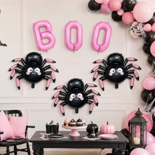 Halloween Balloon Set with BOO Letters and Spider Balloons - Pink & Black