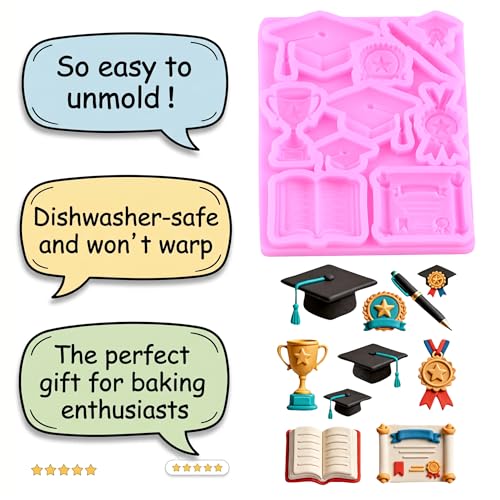 Graduation Theme Silicone Molds 3D Grad Cap Fondant Mold - Style D