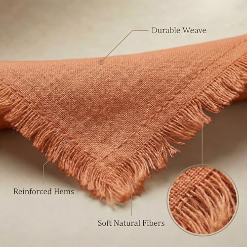 18x18 Inch Linen Cloth Napkins Set of 12 - Rust Accent Home