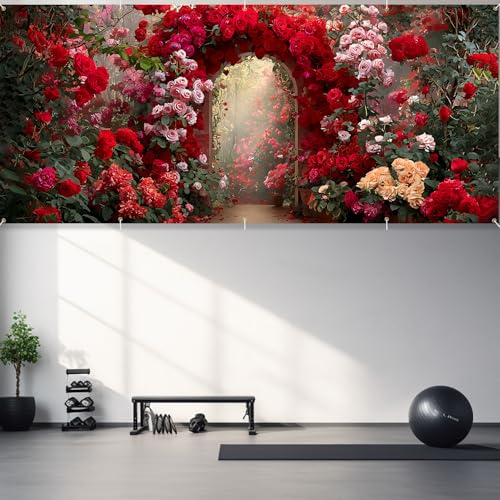 16x7ft Pink White Floral Garage Door Banner - Blossom Tunnel Backdrop - Variation 177