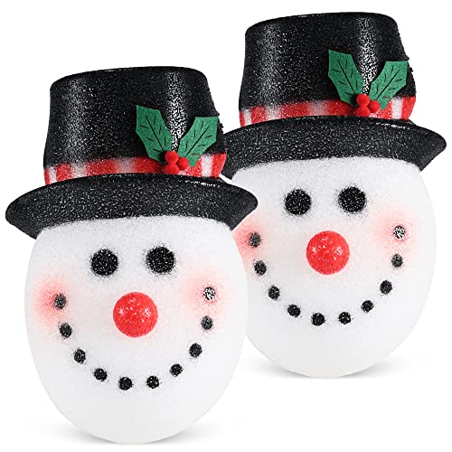 Snowman Head Porch Light Cover Set - 11 Inch Christmas Holiday Decor, 2 Pack