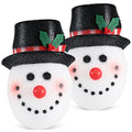 Snowman Head Porch Light Cover Set - 11 Inch Christmas Holiday Decor, 2 Pack