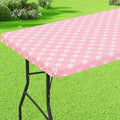 Fitted Vinyl Tablecloth for 4ft Folding Tables - Waterproof Pink 30x48 inches