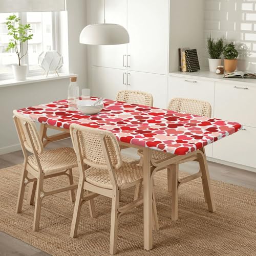 Waterproof Rectangle Elastic Edge Heart Shaped Tablecloth for Kitchen Dining 5FT