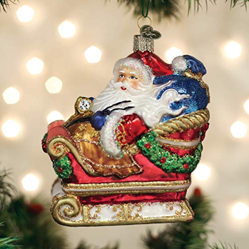 Santa in Sleigh Glass Ornament - Handcrafted Christmas Tree Decoration