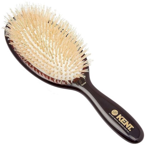 Kent CSGM Classic Shine Medium Oval Cushion Straightening Brush - Soft White Boar Bristle for Fine Hair