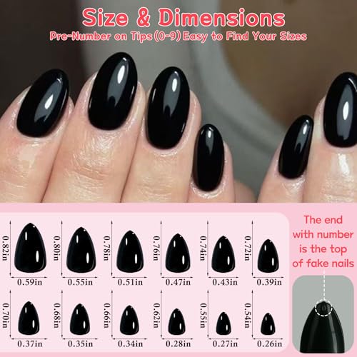 120Pcs Black Almond Short Press-On Nails with Glue Tabs & Manicure Kit
