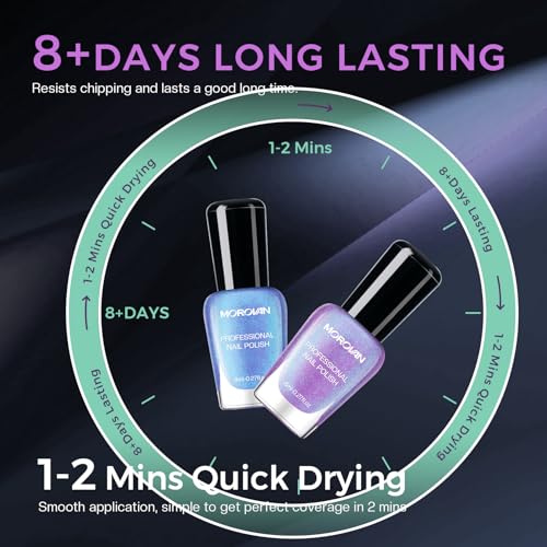 Morovan Chameleon Aurora Nail Polish Set - 6 Holographic Quick Dry Colors