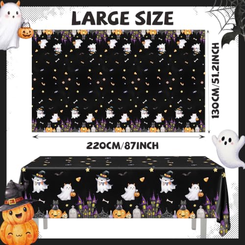 Halloween Ghost Pumpkin Tablecloth Pack - 3 x 86x52 Inch Disposable Party Linens