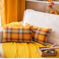 Fall Plaid Yellow Throw Pillow Covers Set of 2 - 12x20 Inch Autumn Decor