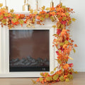 Fall Decor Artificial Maple Leaf Pumpkin Garland - Yellow Pk 6FT Autumn Thanksgiving Halloween