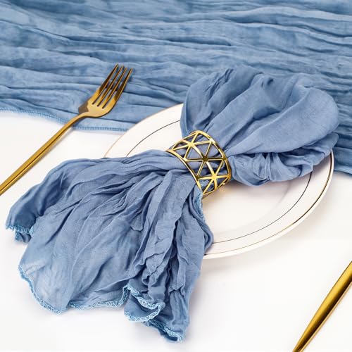 50 Pack Dusty Blue Cheesecloth Napkins 20x20 Inch Rustic Table Decor Set of 50
