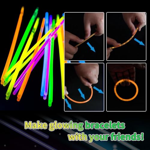 Orange Glow Sticks Bulk Pack 8" Party Favors with Connectors 200 Pcs