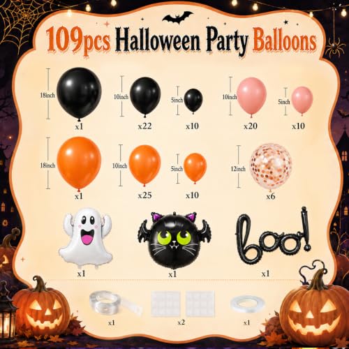 Halloween Balloon Arch Kit Dusty Pink Orange Black BOO Balloons - Variation of Dustypink-Orange-Black