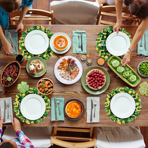 Disposable Paper Shamrock Placemats for St. Patrick's Day - 50 Pack, Green, Variation A
