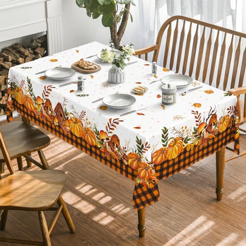 Horaldaily Fall Tablecloth 60x120 Inch Rectangular Orange Harvest Pumpkin Thanksgiving Decor