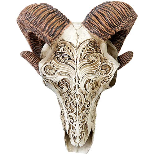 Ram Skull Decor Figurine - Gothic Scrimshaw Animal Skull Statue