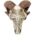 Ram Skull Decor Figurine - Gothic Scrimshaw Animal Skull Statue