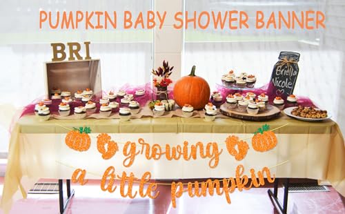 Growing a Little Pumpkin Banner Baby Shower Decorations Fall Halloween Thanksgiving