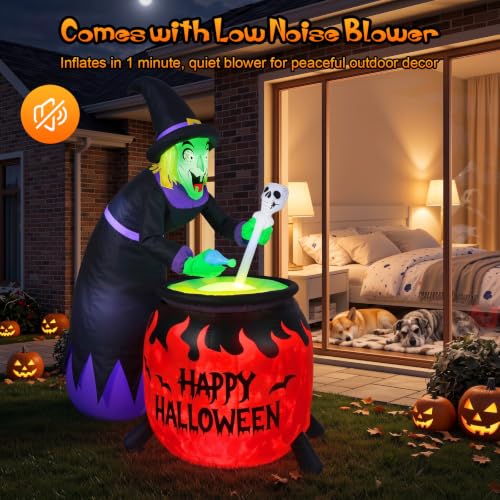 8FT Halloween Inflatable Witch - Purple Outdoor Yard Decoration