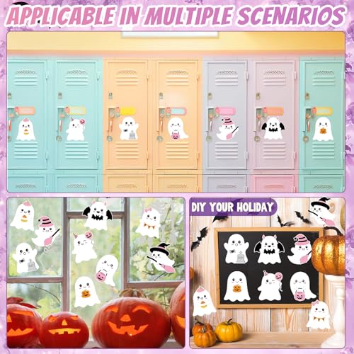 Pink Ghost Halloween Paper Cutouts - 54 Sheets with Double-Sided Printing & DIY Decorations