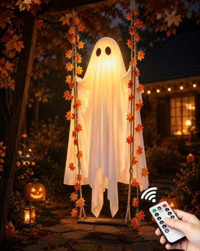 Swinging Ghost Halloween Decor for Outdoor Tree and Yard Display