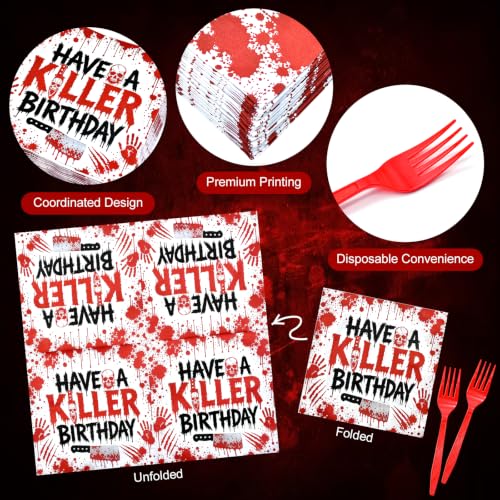 Horror Halloween Disposable Tableware Set - 96 Pieces for Spooky Parties