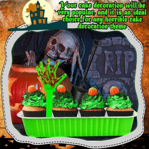 Halloween Cake Cups with Lids & Zombie Hand Toppers - 40 Set Spooky Dessert Cups & Decorations