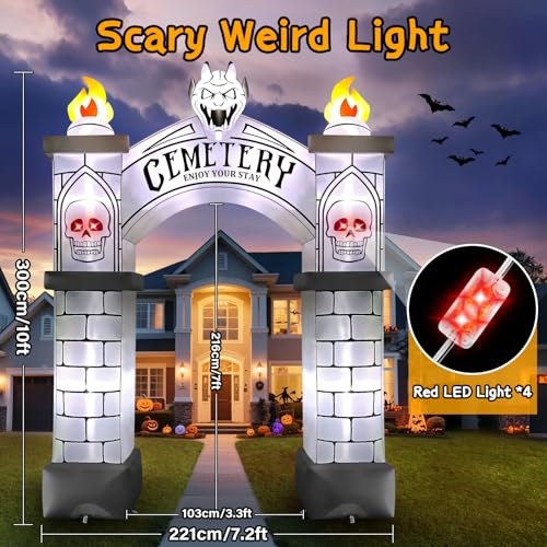 Kalolary 10FT Cemetery Halloween Inflatable Archway - Spooky Haunted Yard Decor
