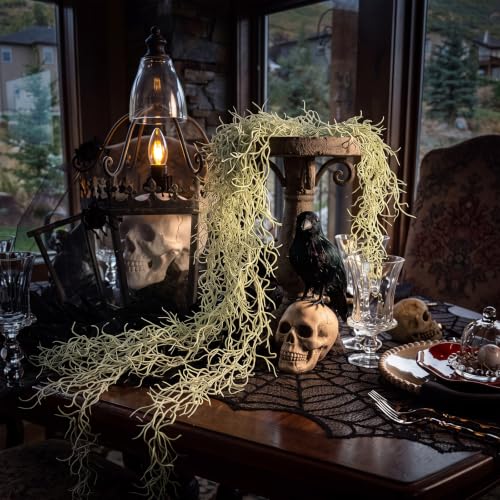 Halloween Moss Garland Set - Spooky White Old Man's Beard Decor for Haunted Scenes - 4 Pieces 2.9ft
