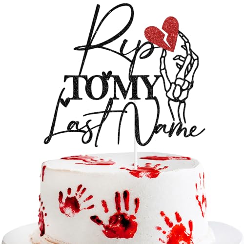 Gothic Black Glitter Cake Topper for Halloween Wedding Engagement Party