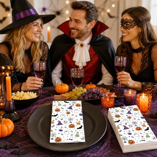 Multicolored Halloween Disposable Napkins - 50 Pack Festive Party Supplies